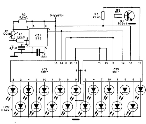 sequencial 17 leds