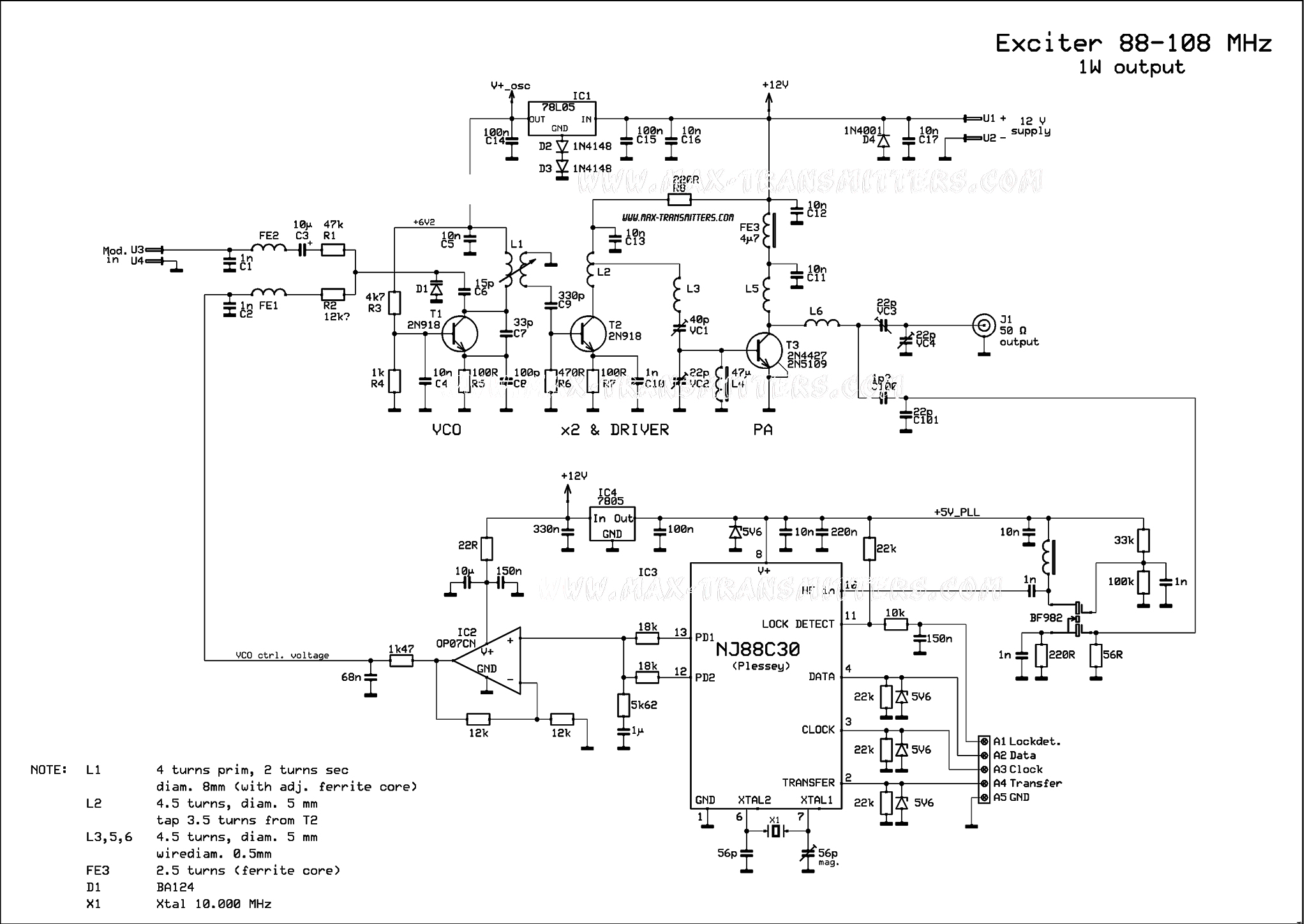 transmissor fm cristal pll